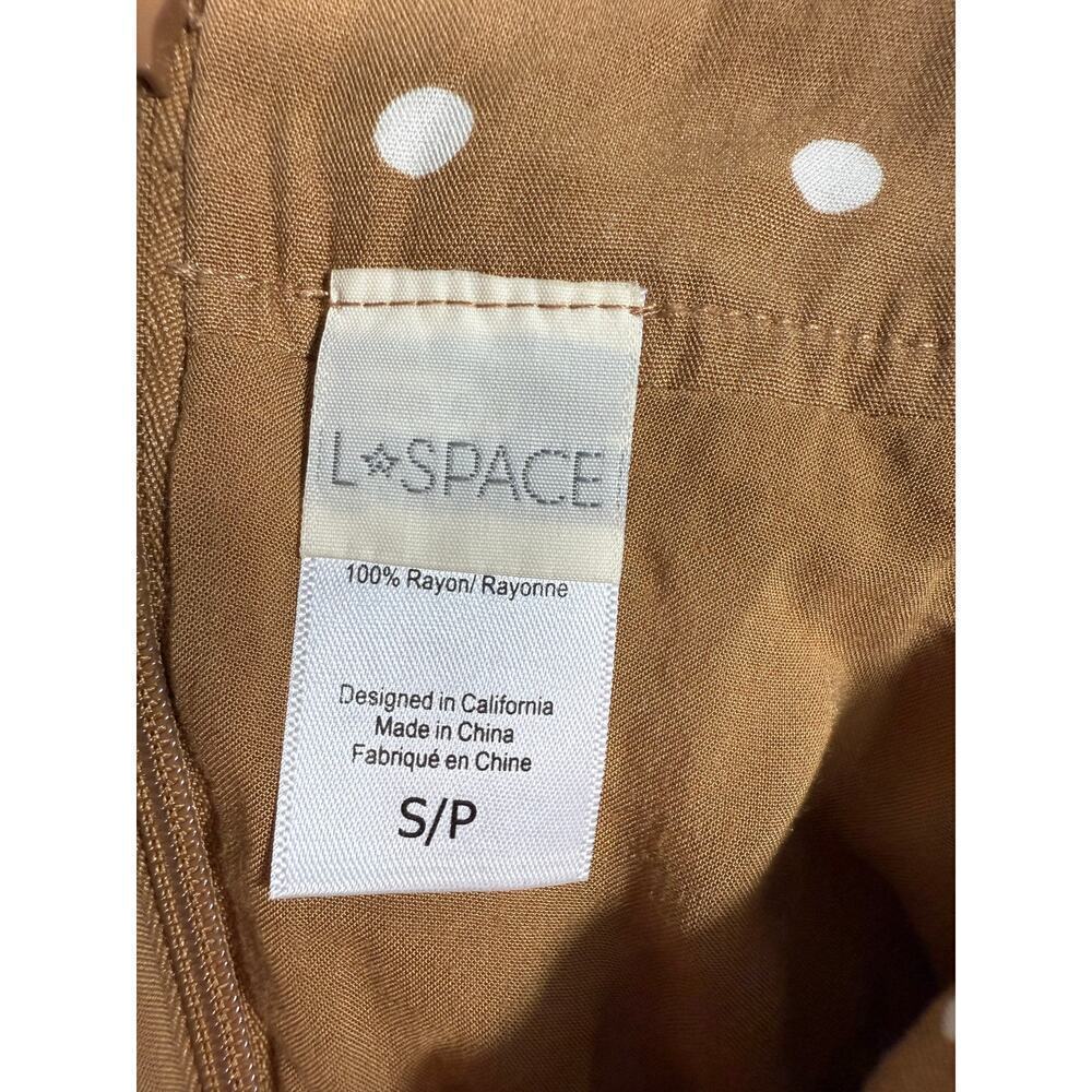 L*Space Lanie Polka Dot Wrap Mini Skirt Tan White S - Picture 6 of 6